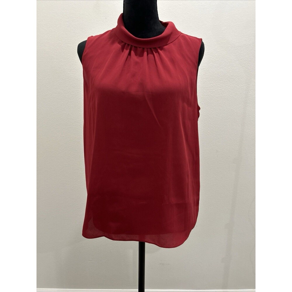 VINCE CAMUTO Womens M Top Garnet Red Sleeveless Mock Neck